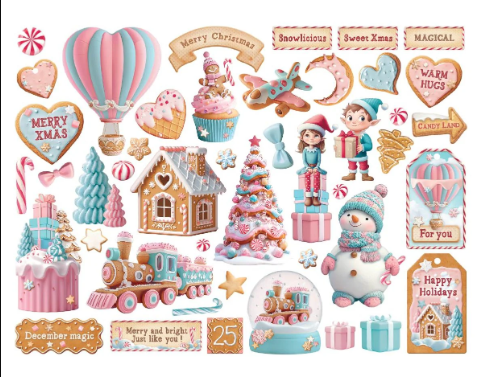 Candy Christmas Die-Cuts, 46 pieces