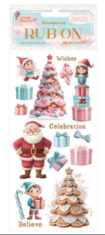Candy Christmas Santa Claus Rub-Ons