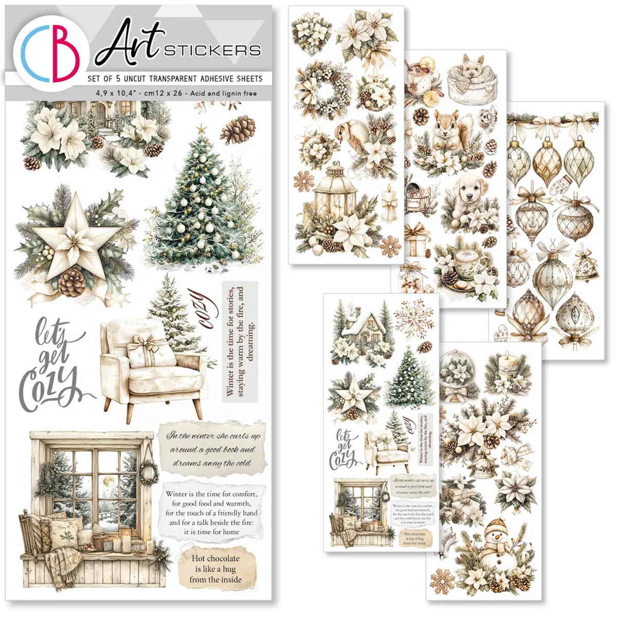 Winter Season Stickers, 59 uncut images