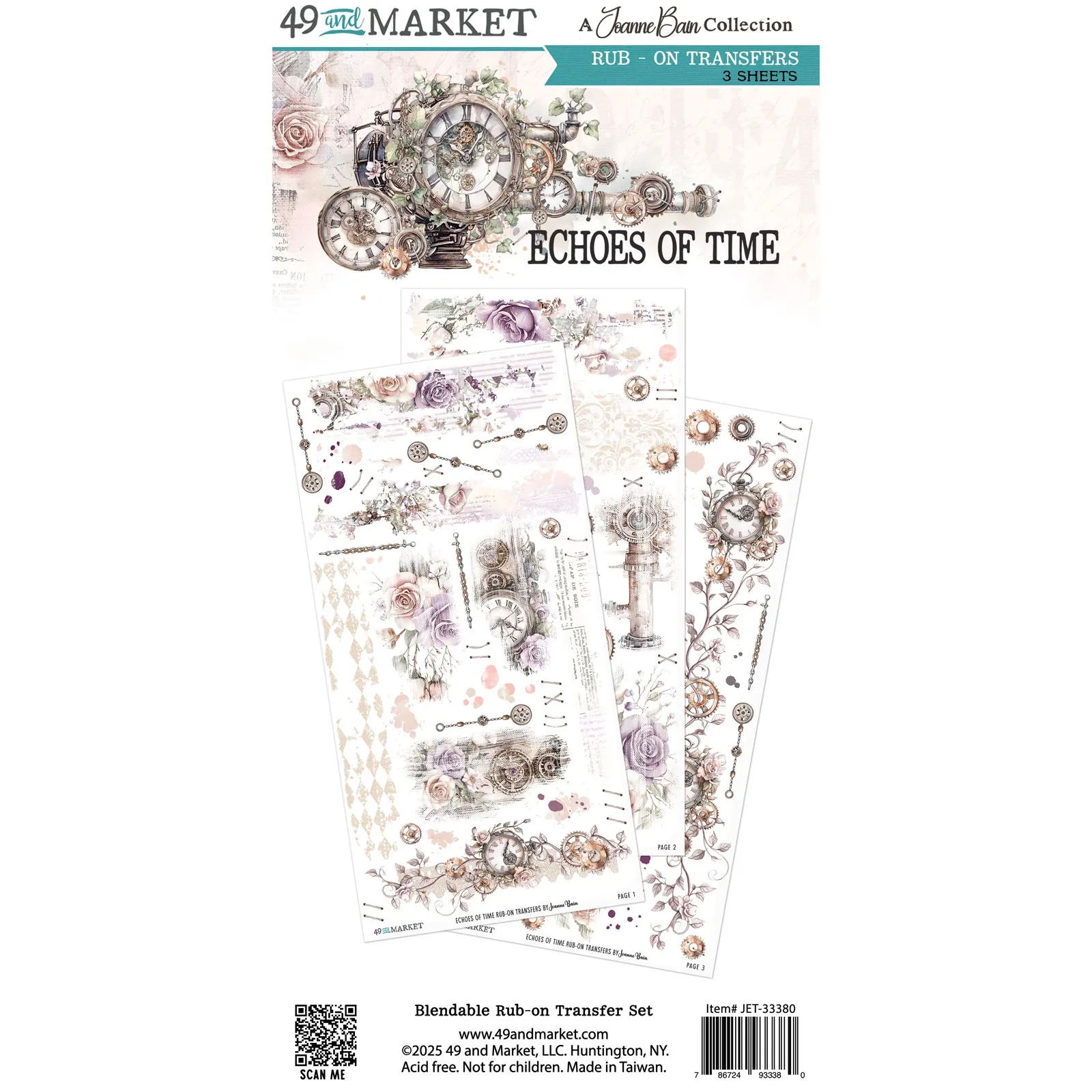 Echoes of Time Rub-Ons, 3 sheets