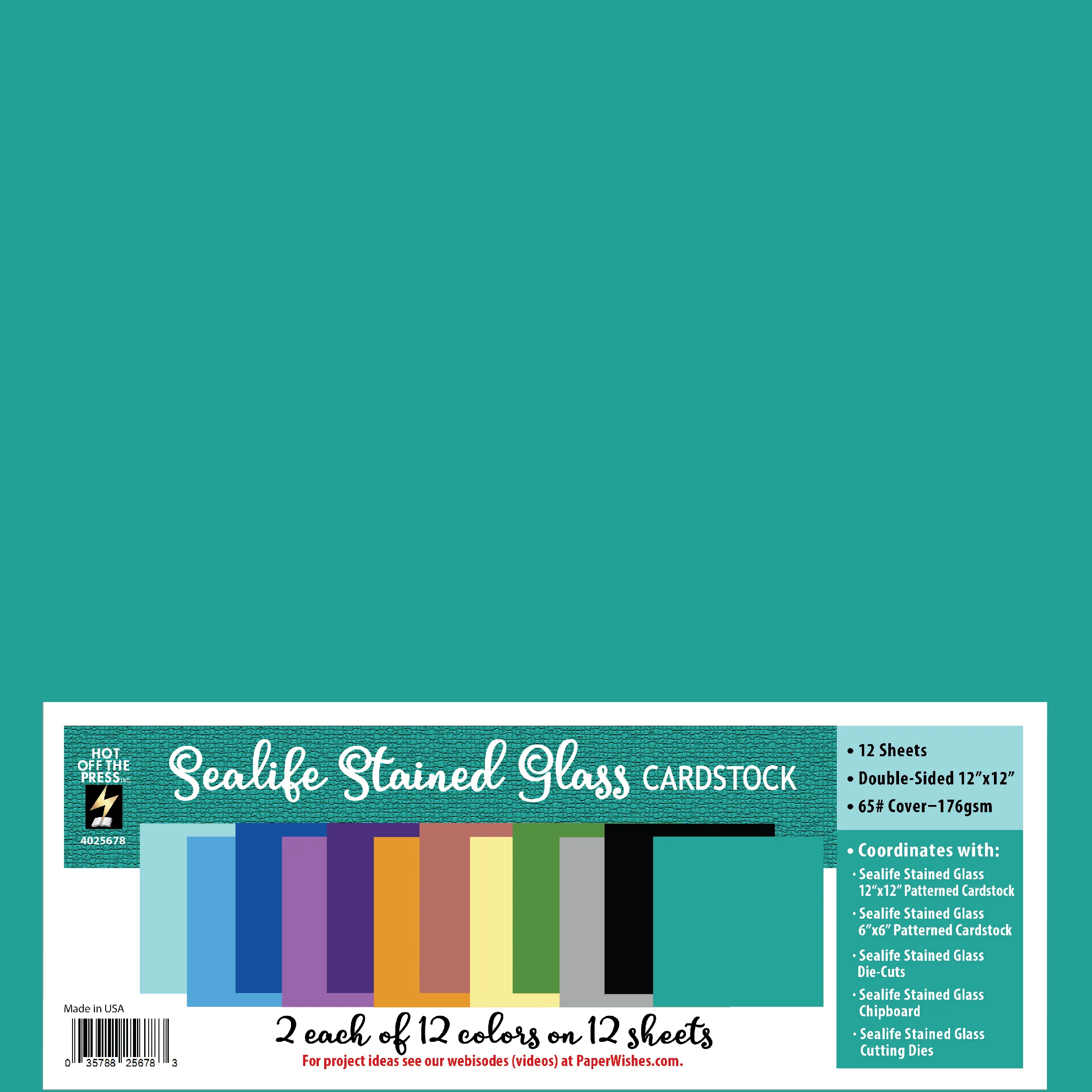 Sealife Stained Glass 12x12 Solid Cardstock