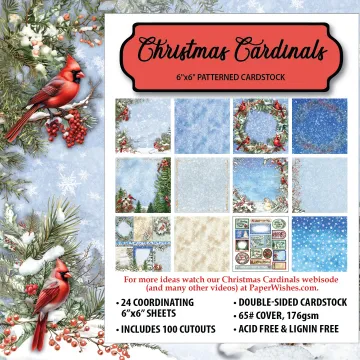 Christmas Cardinals 6x6 Patterned Cardstock