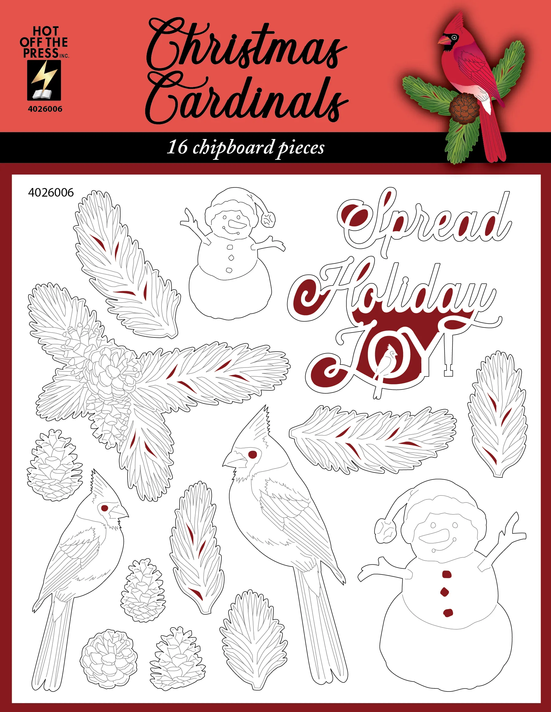 Christmas Cardinals Chipboard
