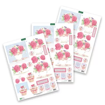 Teacup Flowers & Cake Die-Cuts, 3 sheets