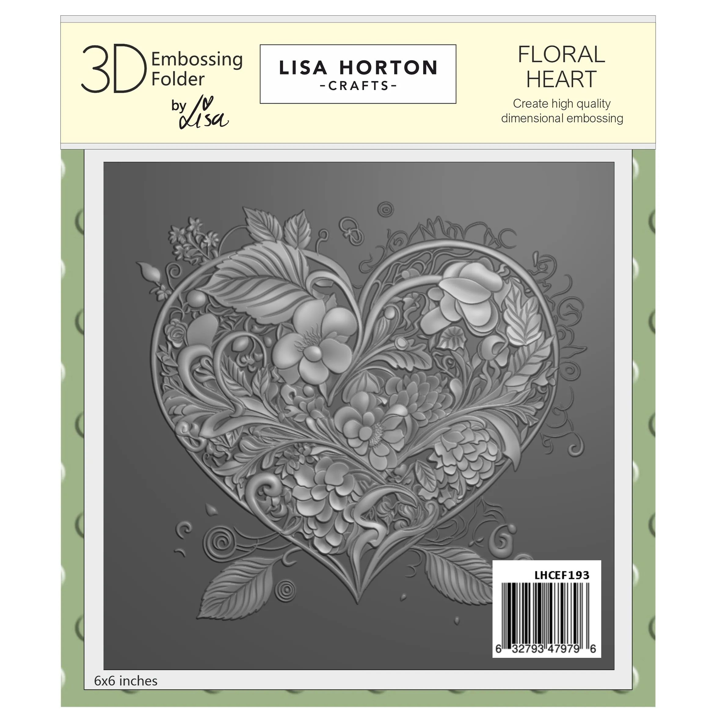 Floral Heart 3D Embossing Folder, 6x6