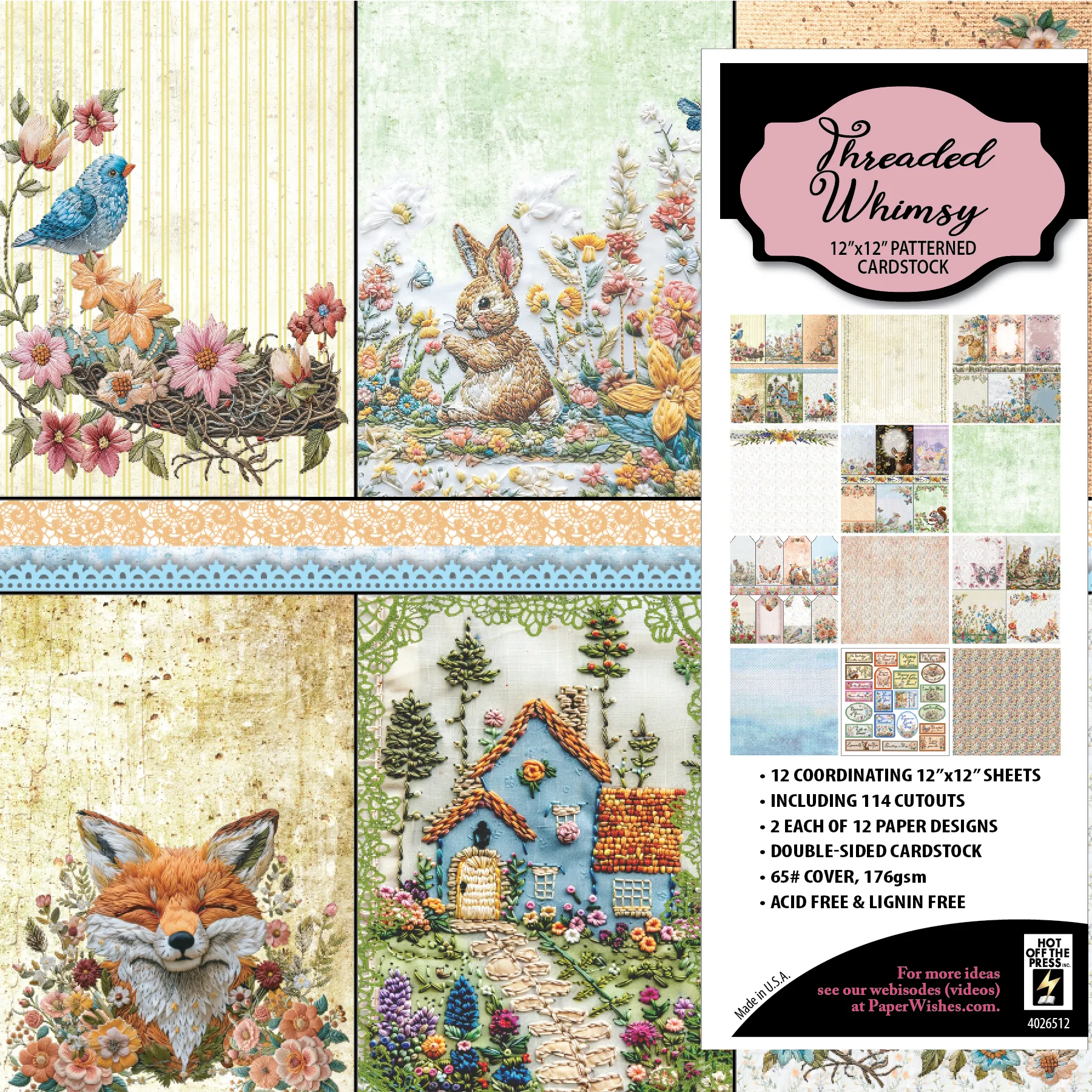 Threaded Whimsy 12x12 Patterned Cardstock