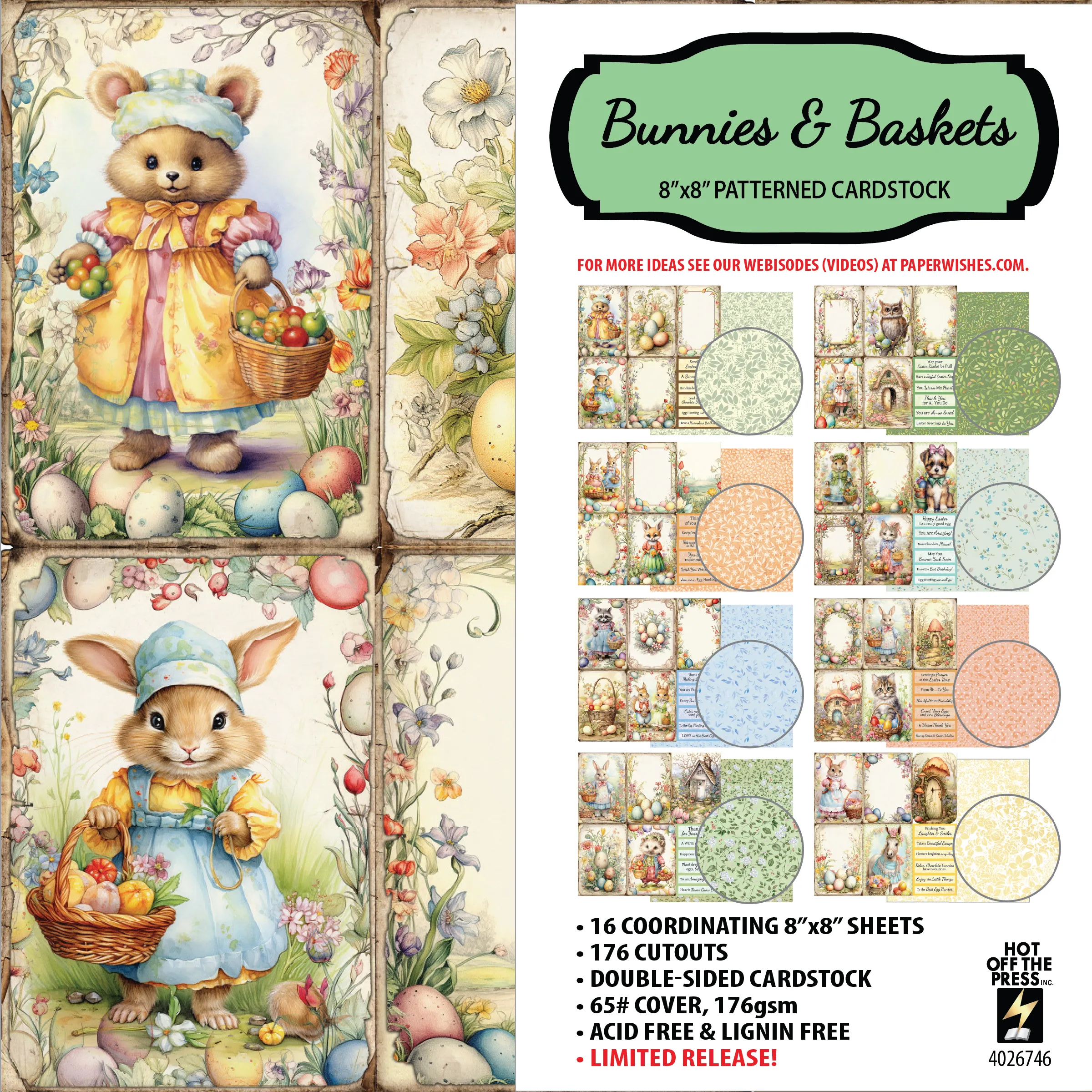 Bunnies & Baskets 8x8 Papers