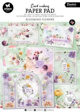 Blooming Flowers Card Making Paper Pad, 12 die-cut sheets