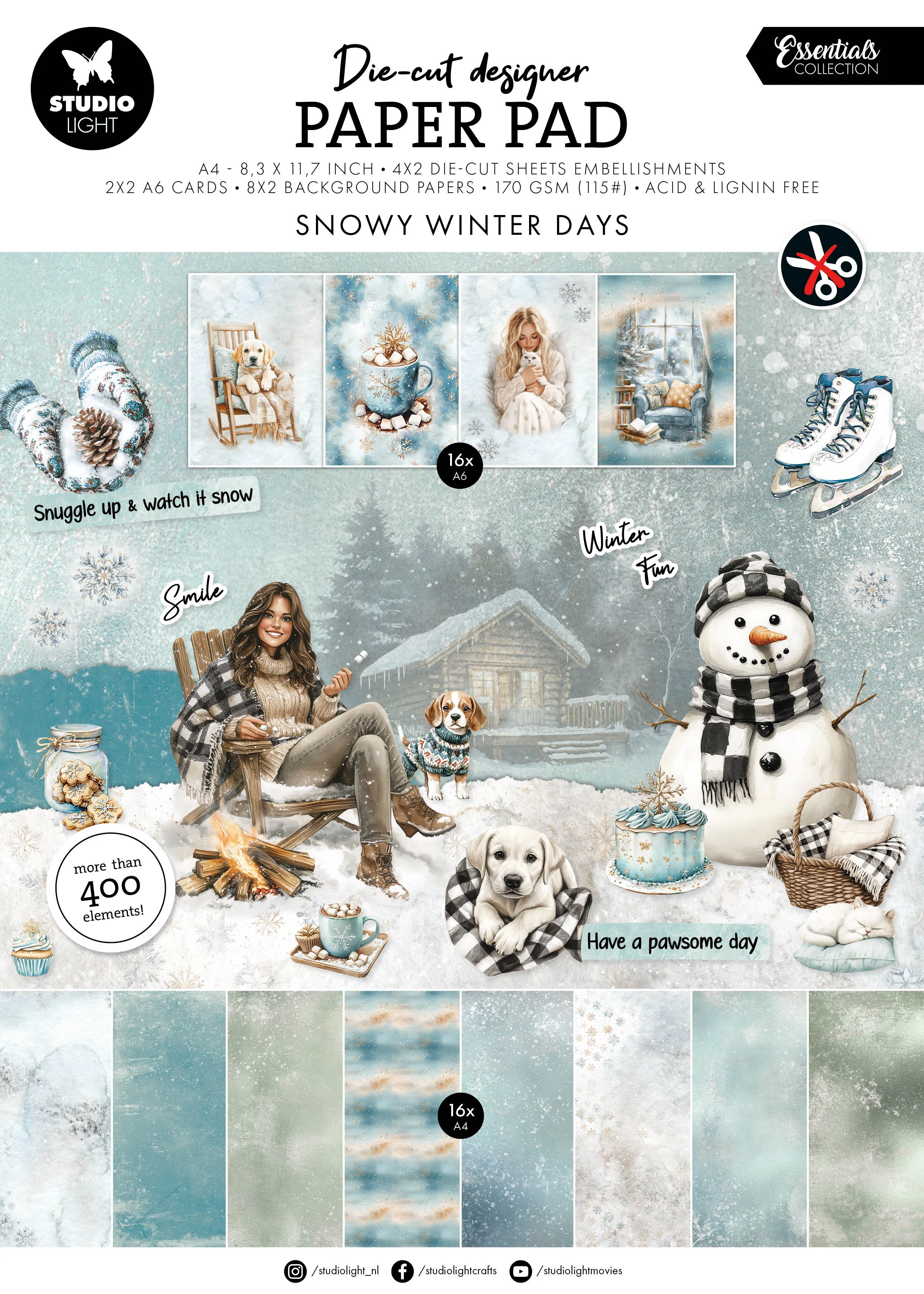 Snowy Winter Days Die-Cut Paper Pad, 28 sheets
