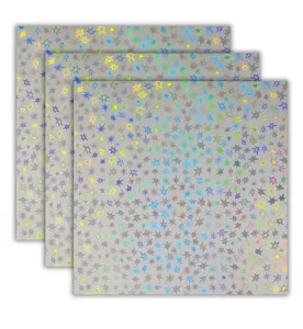 Holographic Silver Stars 12x12 Cardstock, 3 sheets
