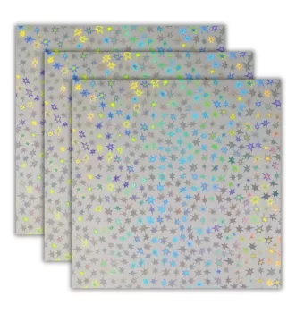 Holographic Silver Stars 12x12 Cardstock, 3 sheets