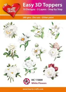 White Flowers 3D Toppers, 30 pieces