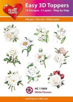 White Flowers 3D Toppers, 30 pieces