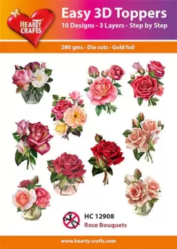 Rose Bouquets 3D Toppers, 30 pieces