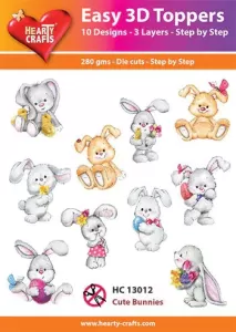 Cute Bunnies 3D Toppers, 30 pieces