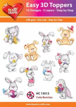 Cute Bunnies 3D Toppers, 30 pieces