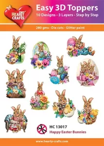 Happy Easter Bunnies 3D Toppers, 30 pieces