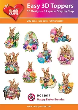 Happy Easter Bunnies 3D Toppers, 30 pieces