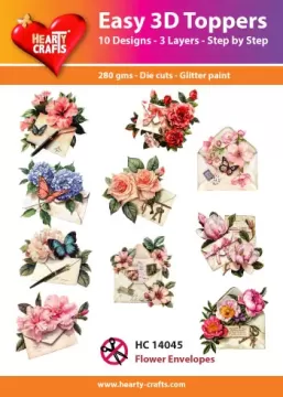 Flower Envelopes 3D Toppers, 30 pieces
