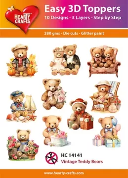 Vintage Teddy Bears 3D Toppers, 30 pieces