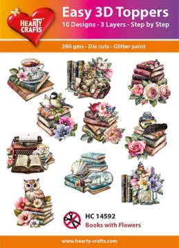 Books with Flowers 3D Toppers, 30 pieces