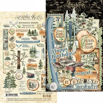 Adventure Awaits Ephemera Set, 66 pieces