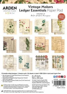 Vintage Makers Ledger 6x8 Papers, 24 sheets