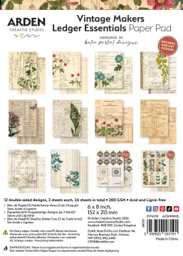 Vintage Makers Ledger 6x8 Papers, 24 sheets