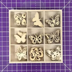 Butterflies Laser Cut Wooden Shapes, 45 pieces