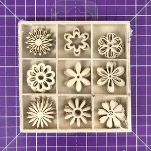 Flowers Laser Cut Wooden Shapes, 45 pieces