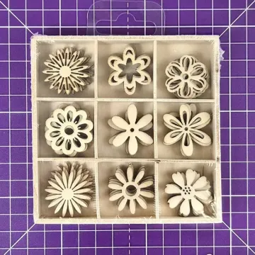 Flowers Laser Cut Wooden Shapes, 45 pieces