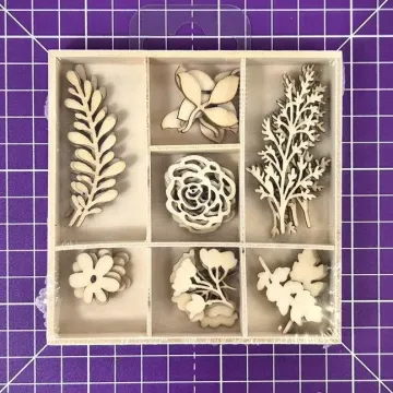 Wildflowers Laser Cut Wooden Shapes, 35 pieces