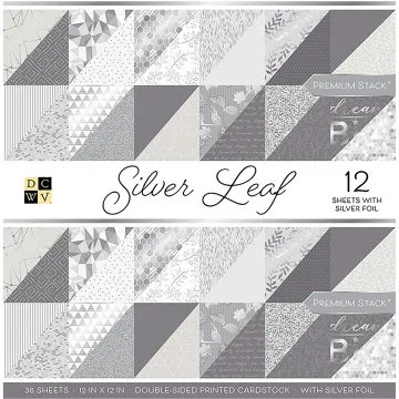 Silver Leaf Cardstock, 36 Sheets/12 foiled