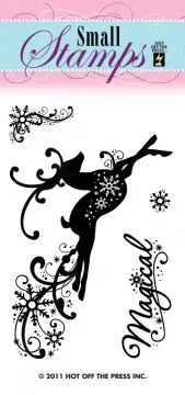 Flying Reindeer Small Stamp 3x2