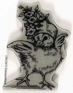 Floral Bonnet Baby Chick Cling Stamp