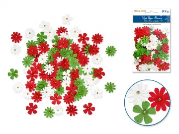 Red, White, Green Flowers, 100 pieces