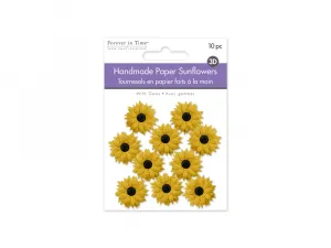 Sunflower Paper Flowers, 10 pieces