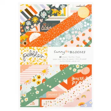 Sunny Bloom Single-Sided Paper Pad 6x8 36/Pkg, Gold Foil