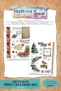 Winter in Bloom Poinsettias & Snowflakes 6x8 Rub-On Transfer Set