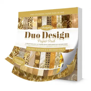 Gilded Elegance & Brushed Gold Duo Design 8x8 Paper Pads, 48 sheets