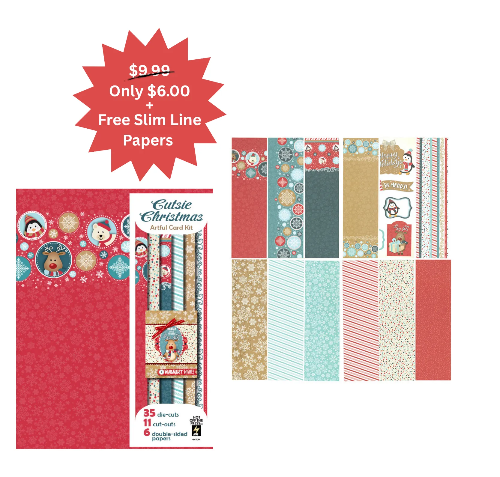 Paper Wishes | Cutsie Christmas Artful Card Kit + Slim line Papers ...