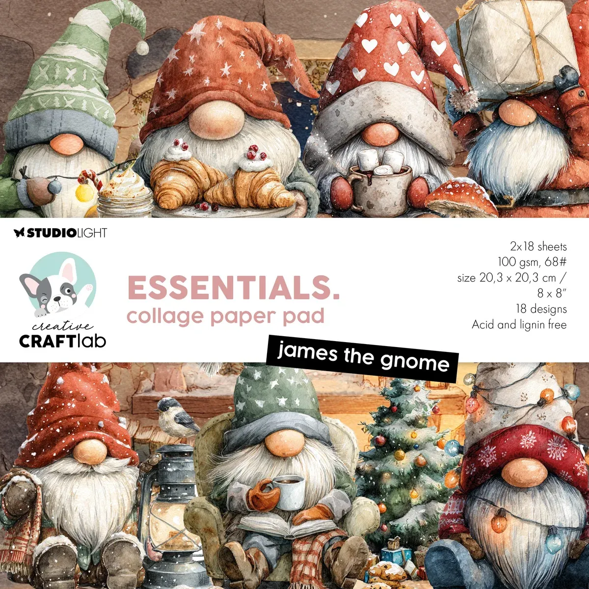 James the Gnome 8x8 Papers, 36 sheets & 48+ cutouts
