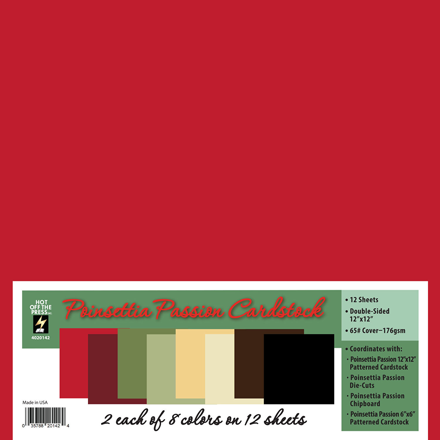 Poinsettia Passion 12x12 Solid Cardstock