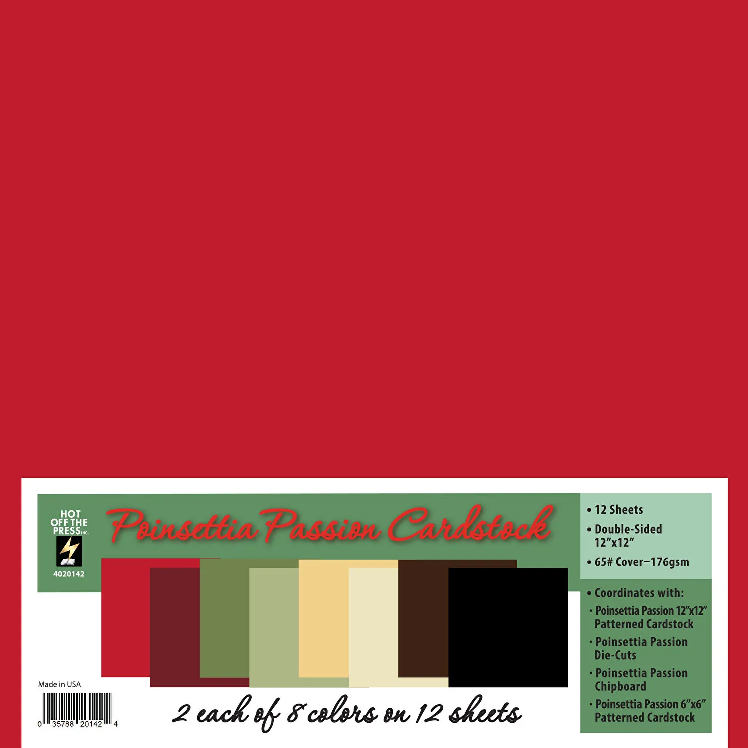 Poinsettia Passion 12x12 Solid  Cardstock