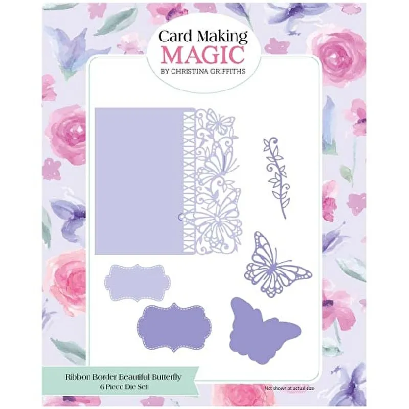 6x6 Ribbon Border Beautiful Butterfly Die Set by Card Making Magic