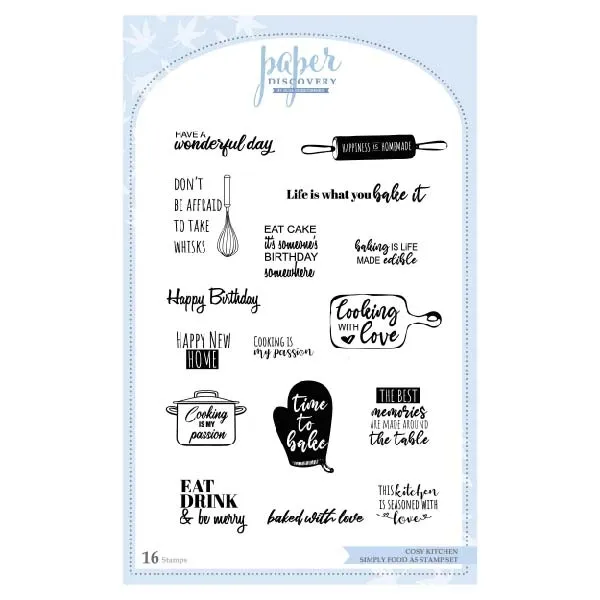 Simply Food Sentiments A5 Stamp set Cosy Kitchen by Paper Discovery