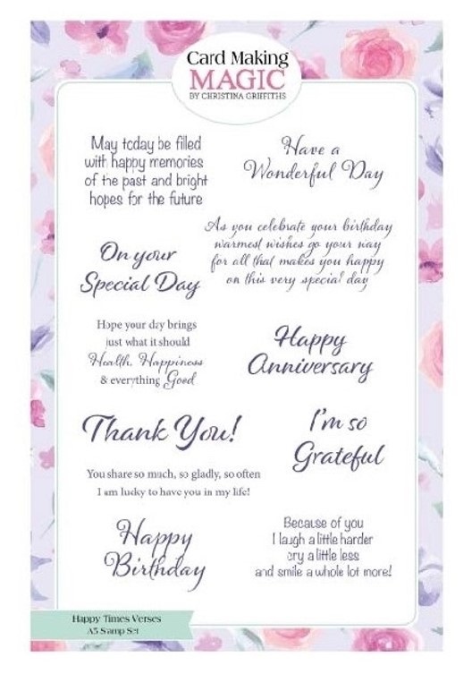 Happy Times A5 Stamp Set by Card Making Magic, Decoupage Delight