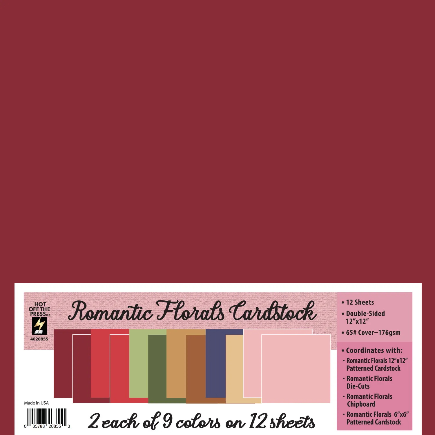 Romantic Florals 12x12 Solid Cardstock