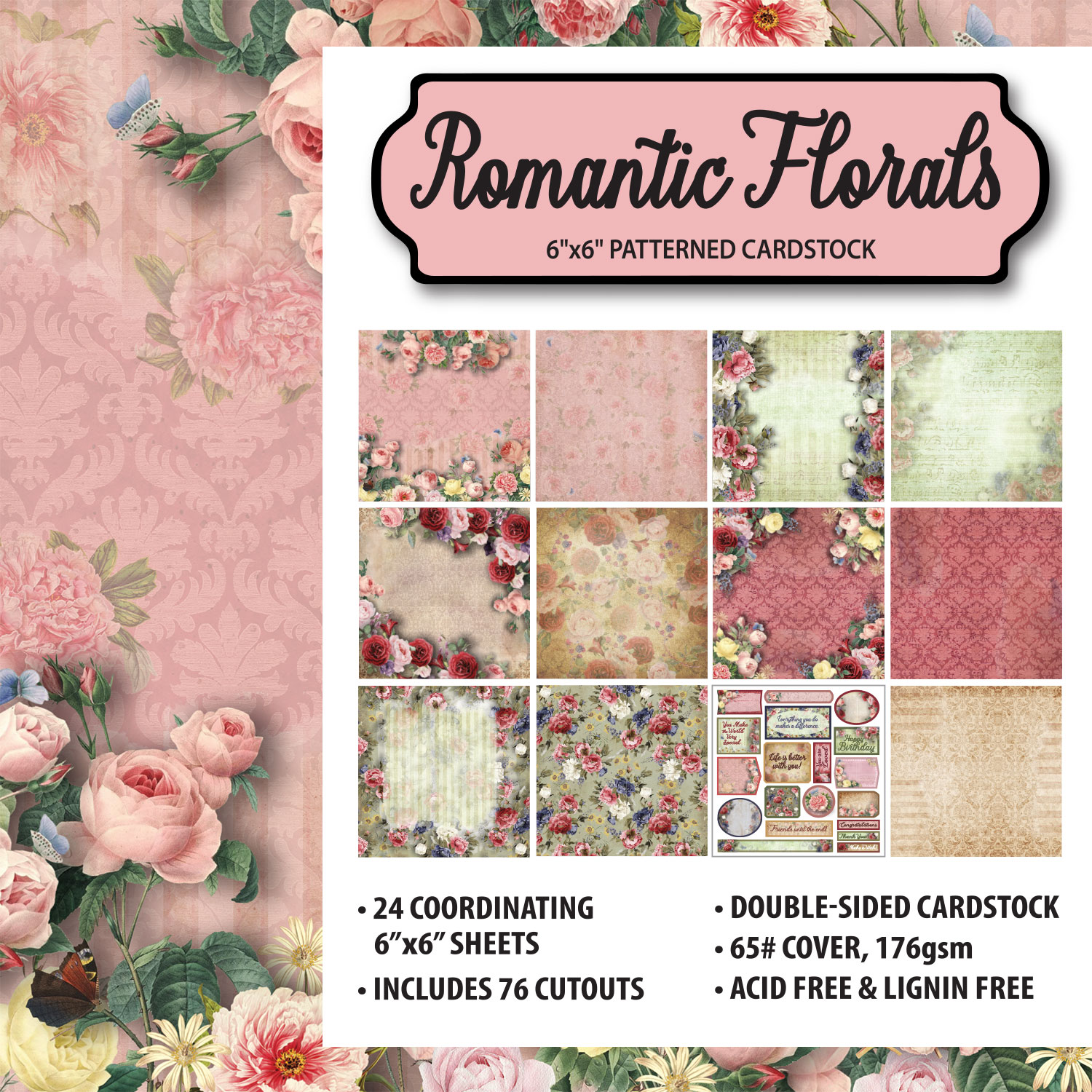 Romantic Florals 6x6 Patterned Cardstock