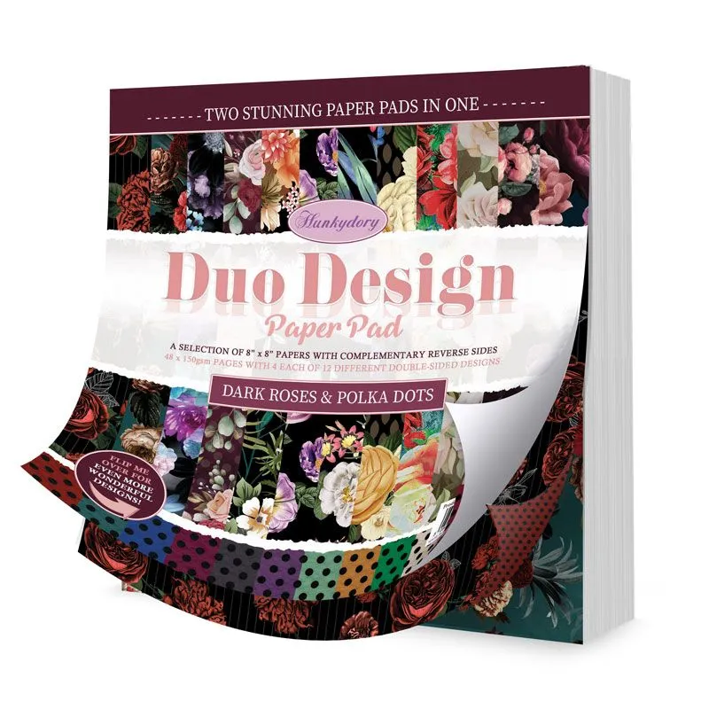 Dark Roses & Polka Dots Duo Design Paper Pad